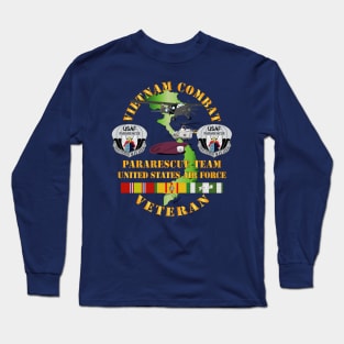 Vietnam Combat Veteran w Pararescue Huskie Long Sleeve T-Shirt